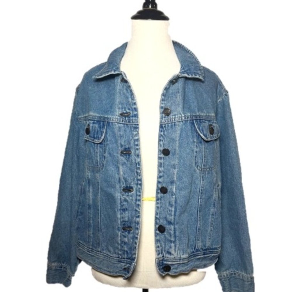 J.Jill Out of the Blue Denim Jacket with Cable Knit Sweater Back